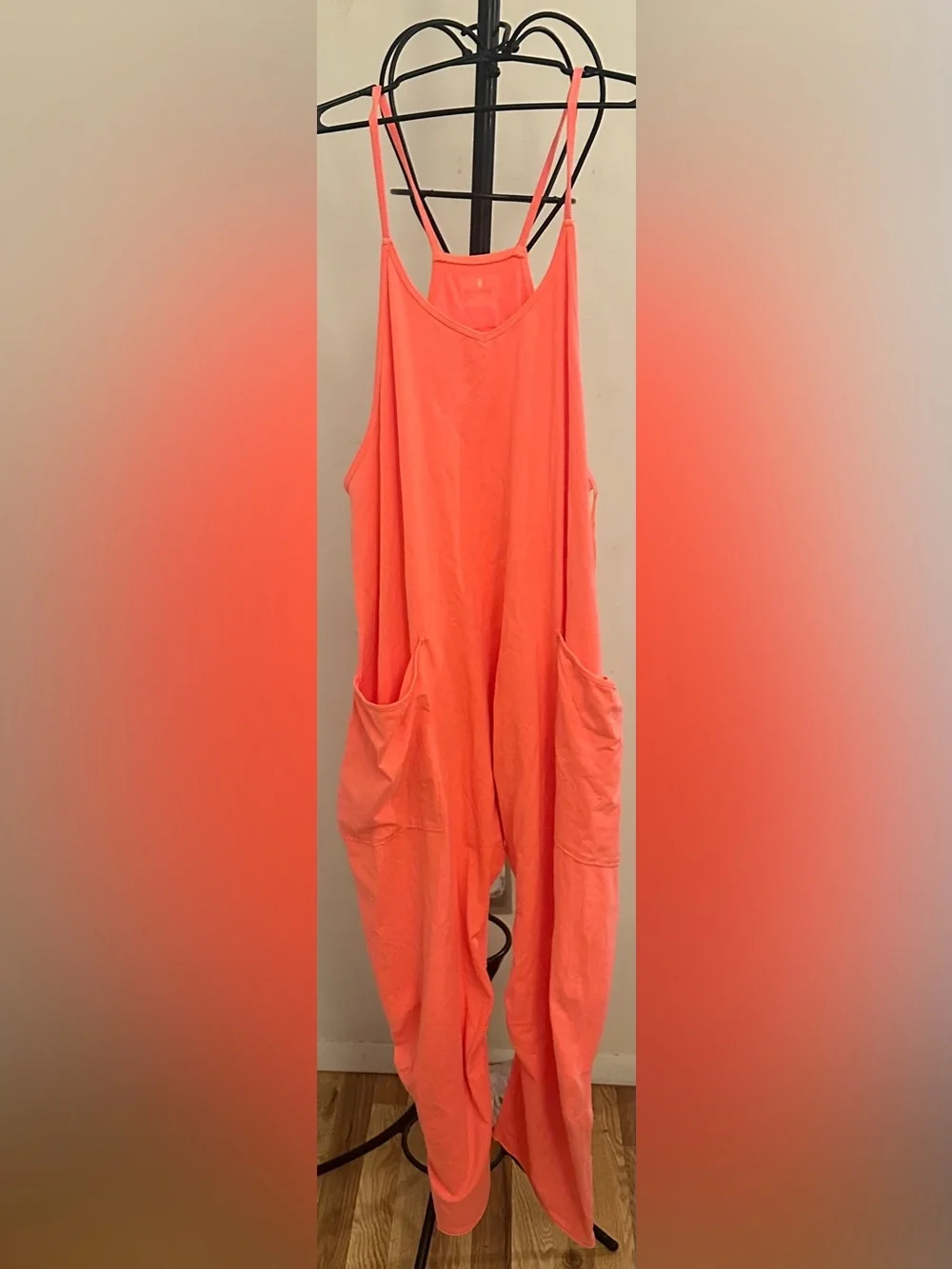 Free People Neon Coral Jumpsuit Size Large
